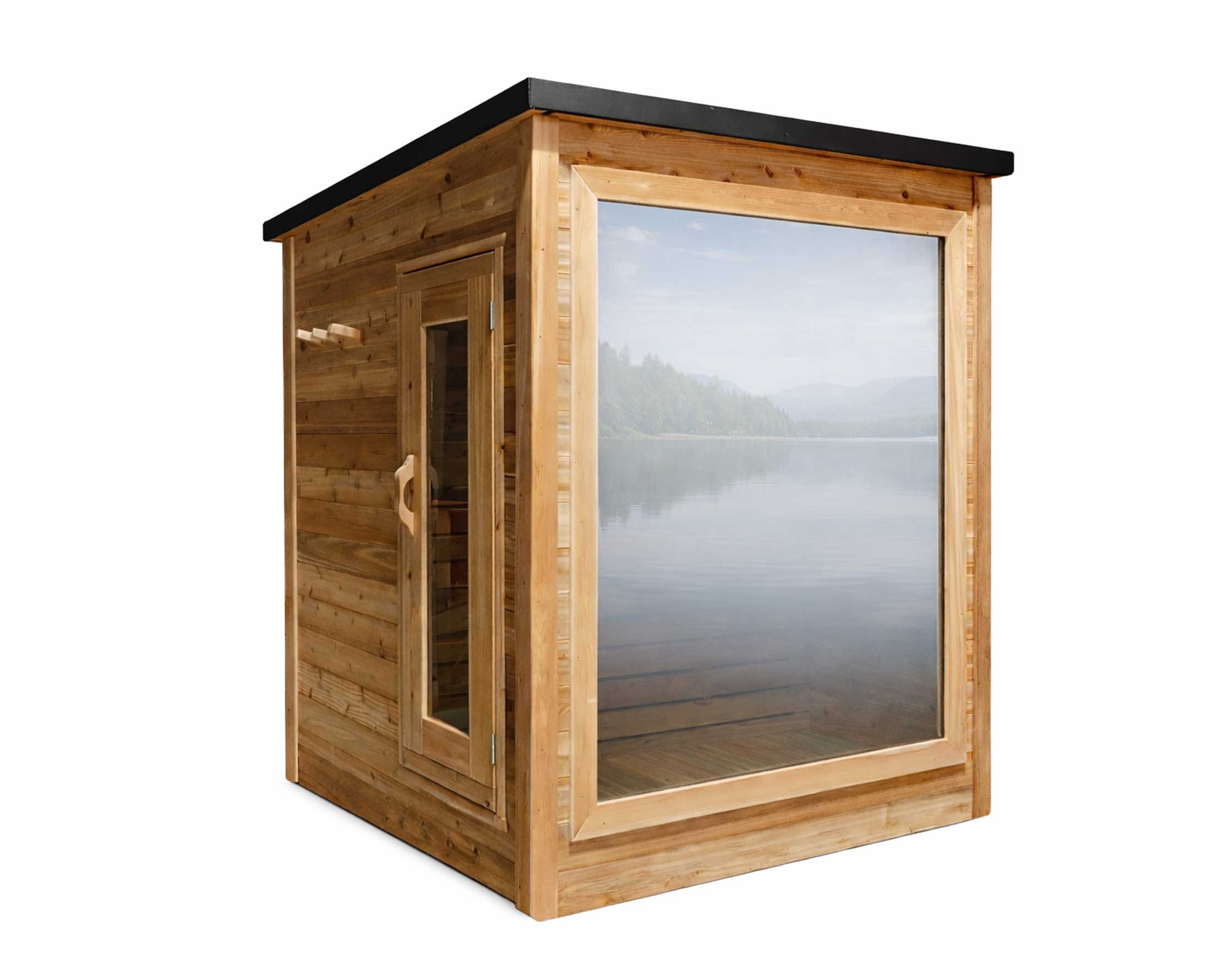 Side view of the Northern Leisure Mini Modern Panoramic Sauna cabinet