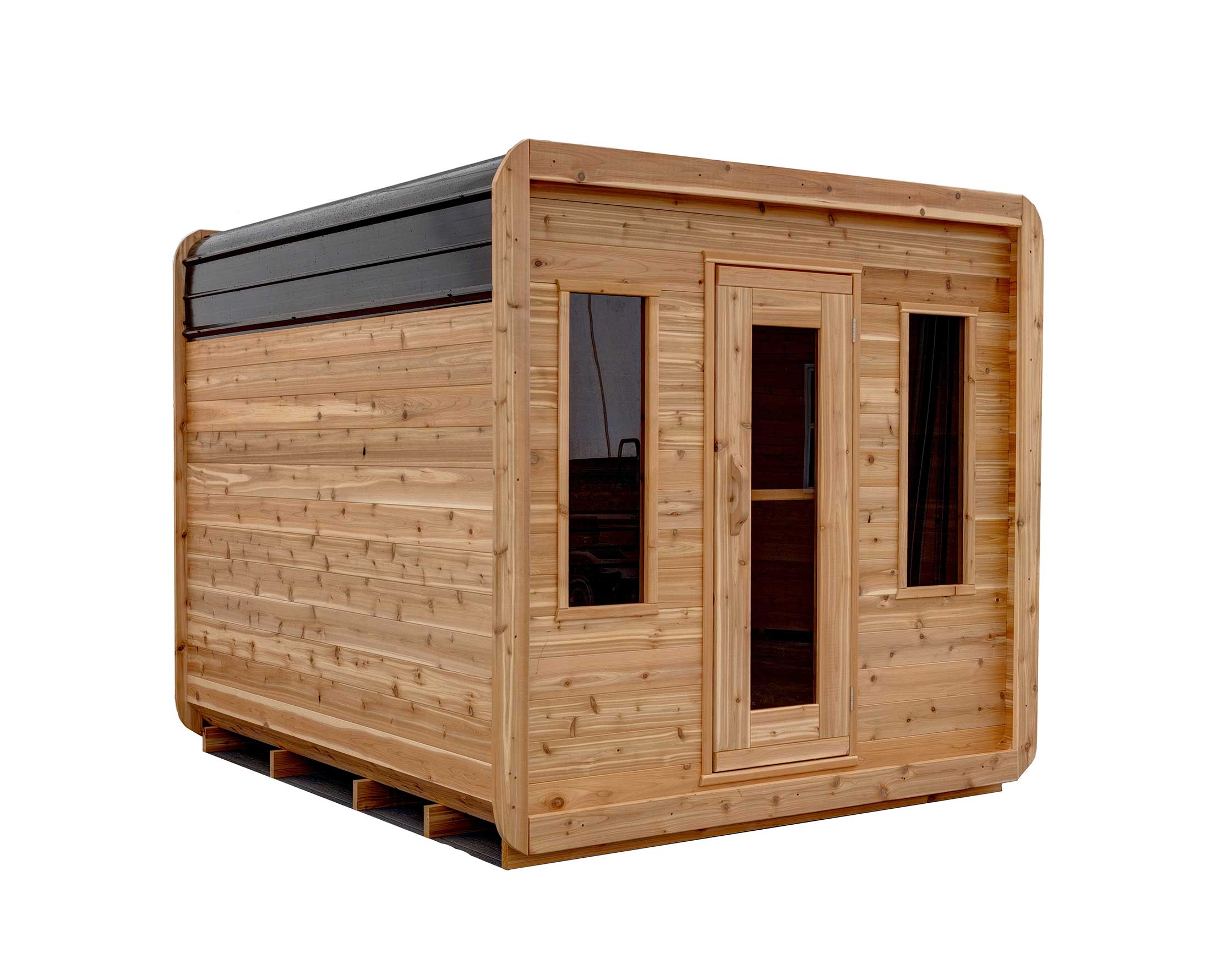 Side view of the Northern Leisure Cube Sauna 8' cabinet